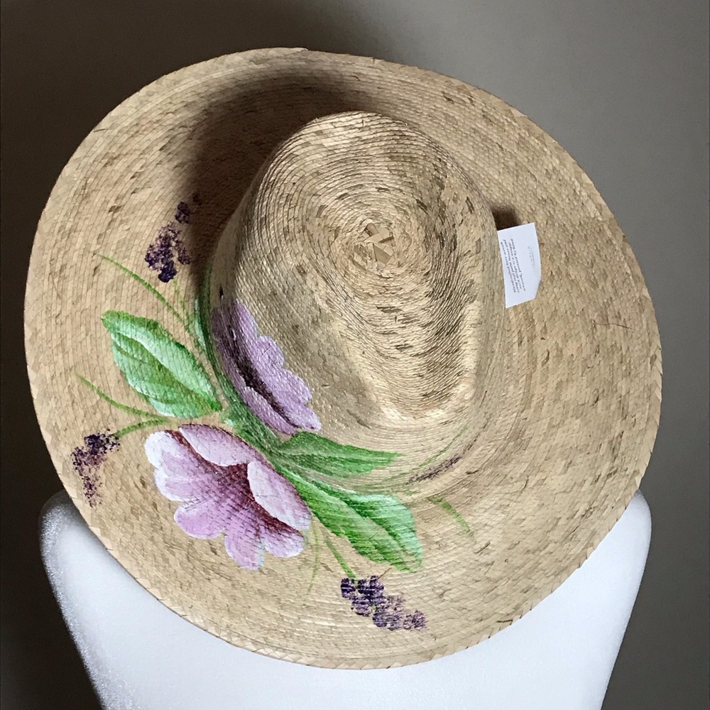 Handcraft, Painted Gardener Lattice Palm Straw Hat